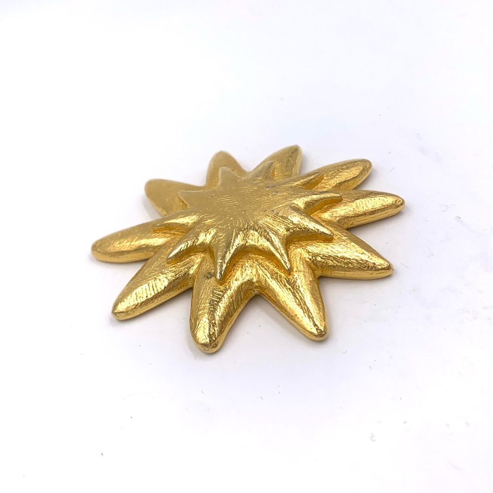 Edouard Rambaud Paris Gold Double Star Pin Brooch - Picture 4 of 7